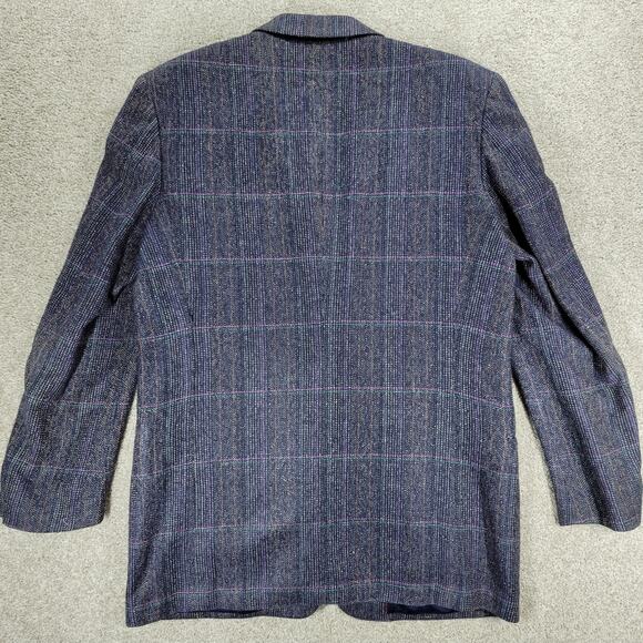 Gino Cappeli‎ Silk Sport Coat Mens 40 Long Blue Purple Windowpane Plaid 2 Button - Picture 3 of 15